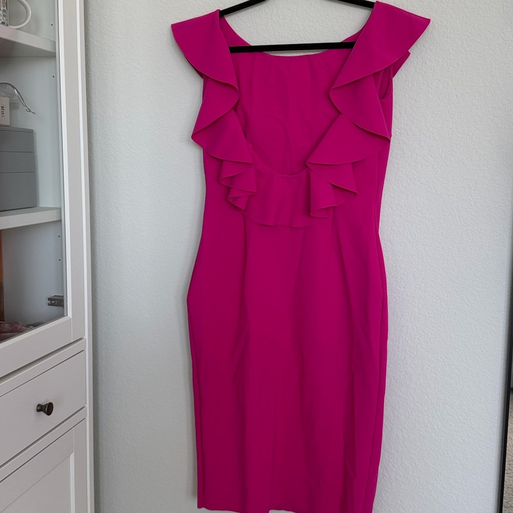 Chiara Boni Magenta Pink Off The Shoulder Ruffle Dress - Picture 2 of 4